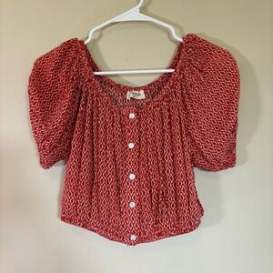 Talisman rust orange mirage peasant crop Women's XS‎